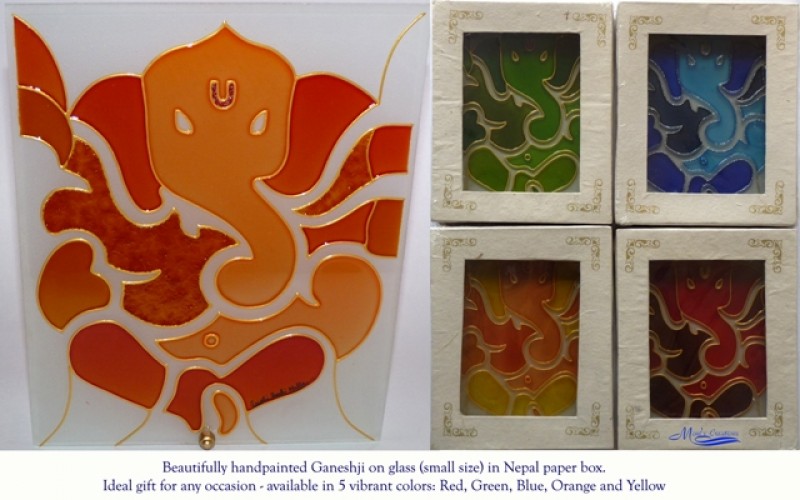 Handpainted Glass Ganesh